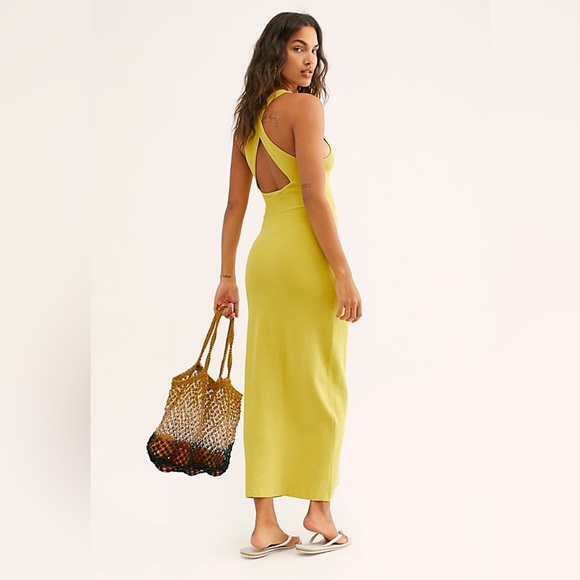 Free People Beach Coronado Maxi Dress Small Sleeveless Ribbed Crisscross Back - Picture 1 of 16